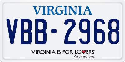 VA license plate VBB2968