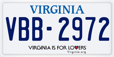 VA license plate VBB2972