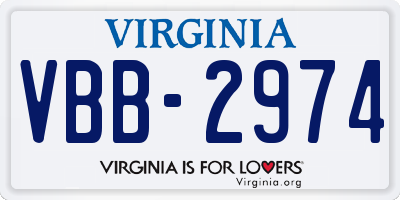 VA license plate VBB2974
