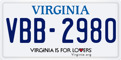 VA license plate VBB2980