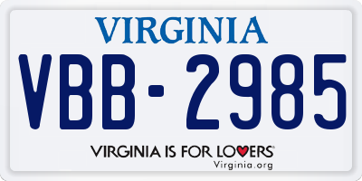 VA license plate VBB2985