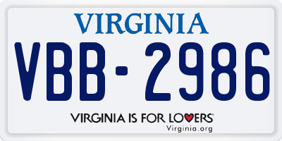 VA license plate VBB2986
