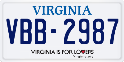 VA license plate VBB2987