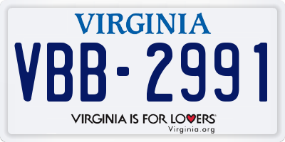 VA license plate VBB2991