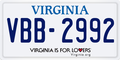 VA license plate VBB2992