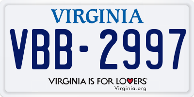 VA license plate VBB2997