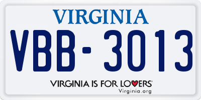 VA license plate VBB3013