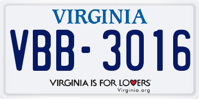 VA license plate VBB3016