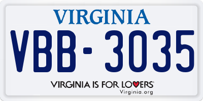 VA license plate VBB3035