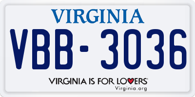 VA license plate VBB3036
