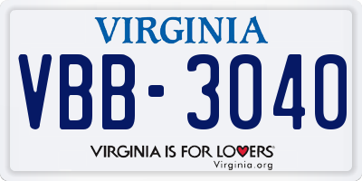 VA license plate VBB3040
