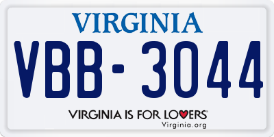 VA license plate VBB3044
