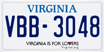 VA license plate VBB3048