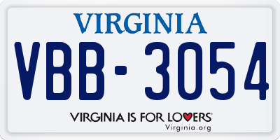VA license plate VBB3054