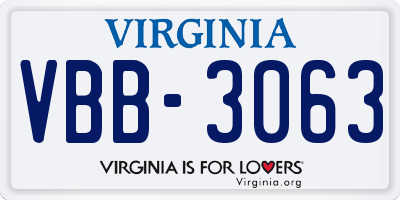 VA license plate VBB3063
