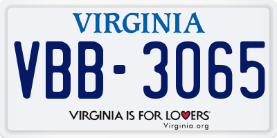 VA license plate VBB3065
