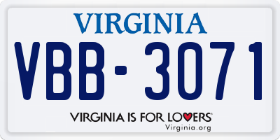 VA license plate VBB3071