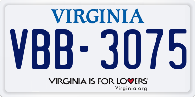 VA license plate VBB3075
