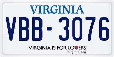 VA license plate VBB3076