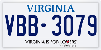 VA license plate VBB3079