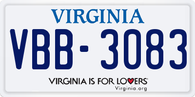VA license plate VBB3083