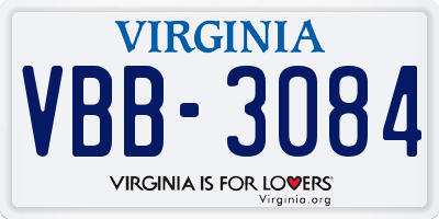 VA license plate VBB3084