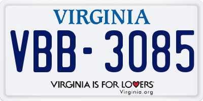 VA license plate VBB3085
