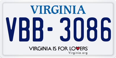 VA license plate VBB3086