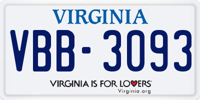 VA license plate VBB3093