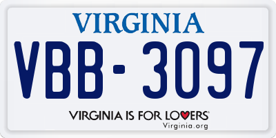 VA license plate VBB3097