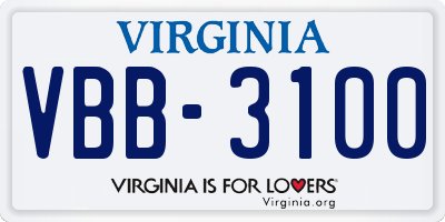 VA license plate VBB3100