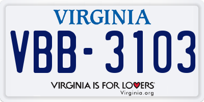VA license plate VBB3103