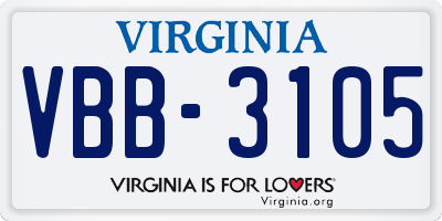 VA license plate VBB3105