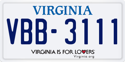 VA license plate VBB3111
