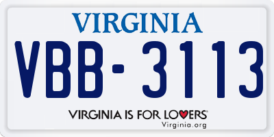 VA license plate VBB3113