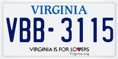 VA license plate VBB3115