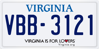 VA license plate VBB3121