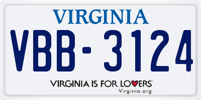 VA license plate VBB3124