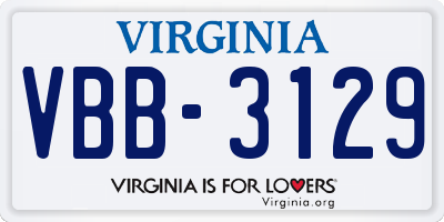 VA license plate VBB3129