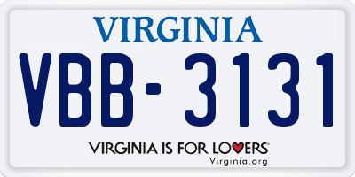 VA license plate VBB3131