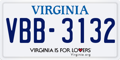 VA license plate VBB3132