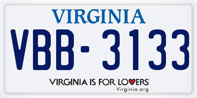 VA license plate VBB3133