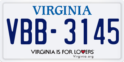 VA license plate VBB3145