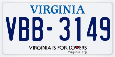 VA license plate VBB3149