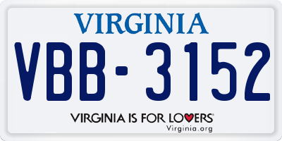 VA license plate VBB3152