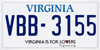 VA license plate VBB3155