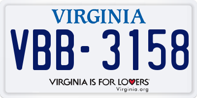VA license plate VBB3158