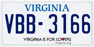 VA license plate VBB3166