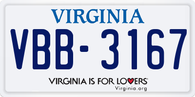 VA license plate VBB3167