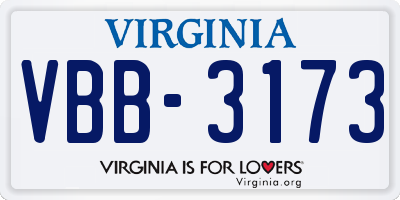 VA license plate VBB3173